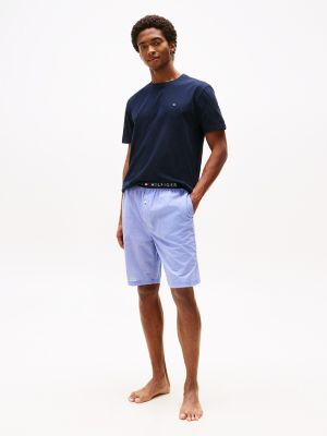 T-Shirt & Woven Short Sleep Set, Navy / Mini Gingham