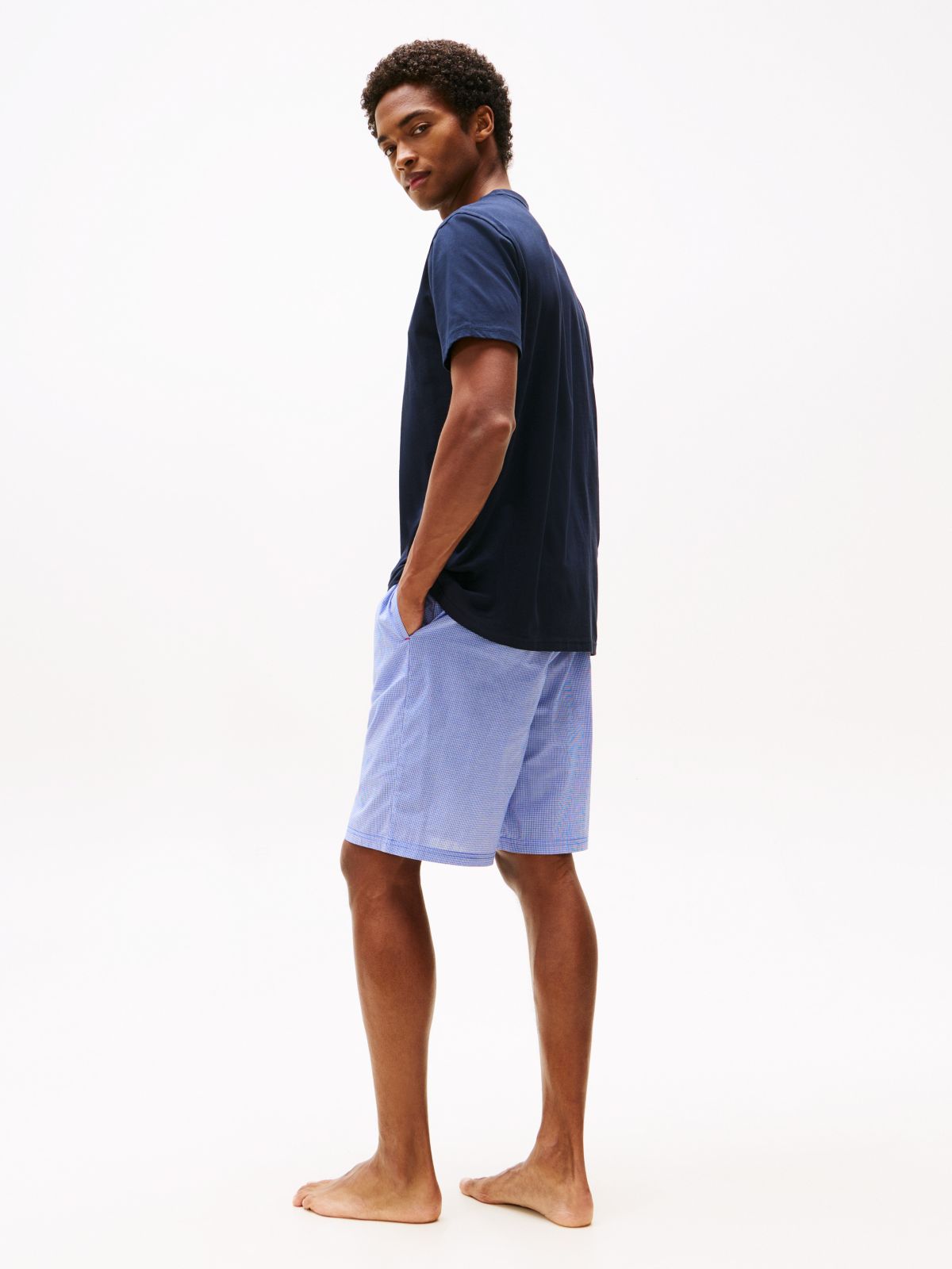 T-Shirt & Woven Short Sleep Set — Navy