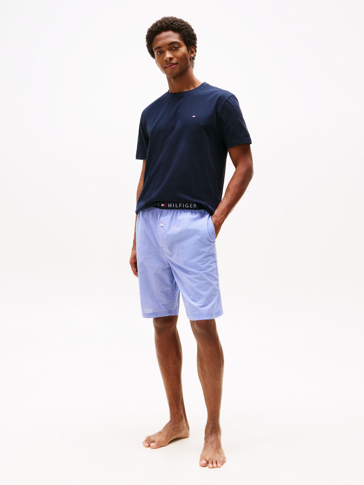 T-Shirt & Woven Short Sleep Set — Navy