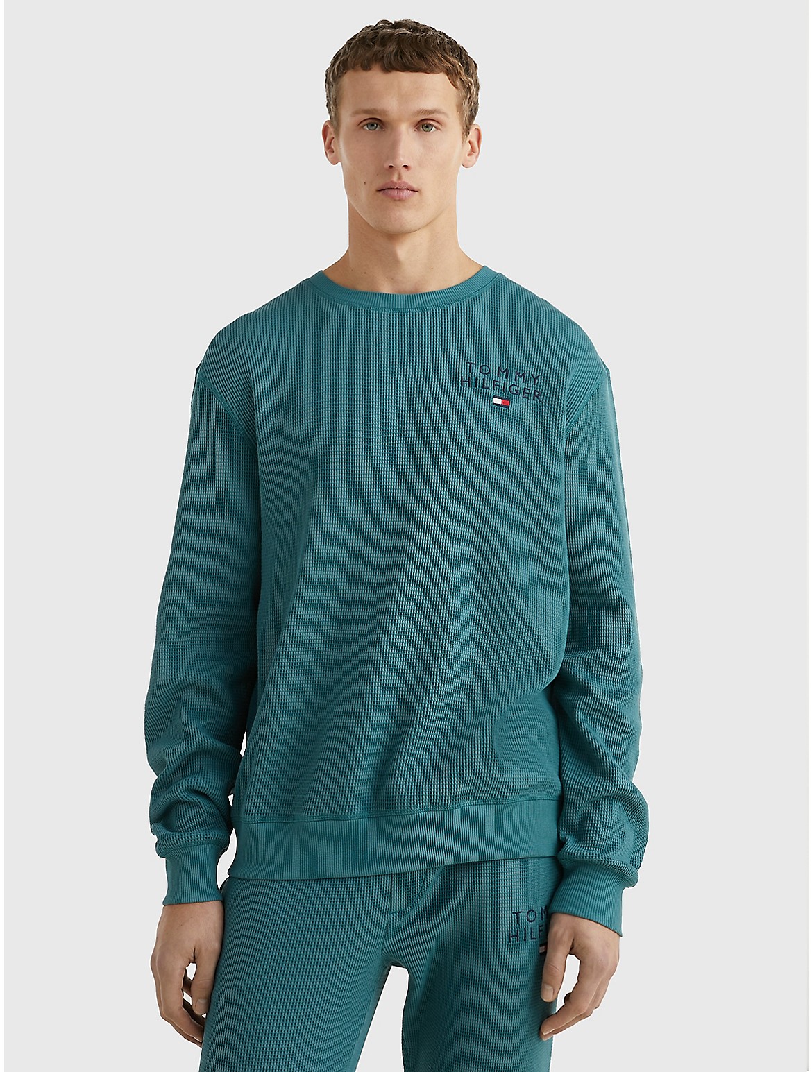 Tommy Hilfiger Waffle Knit Track Top In Green