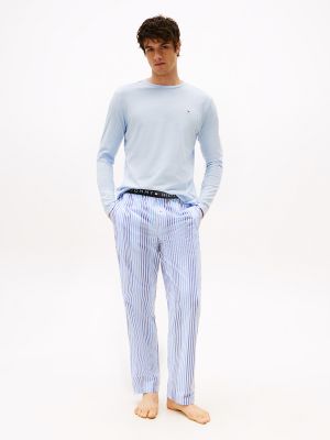 Long-Sleeve Top & Pant Sleep Set, Breezy Blue / Twill Stripes