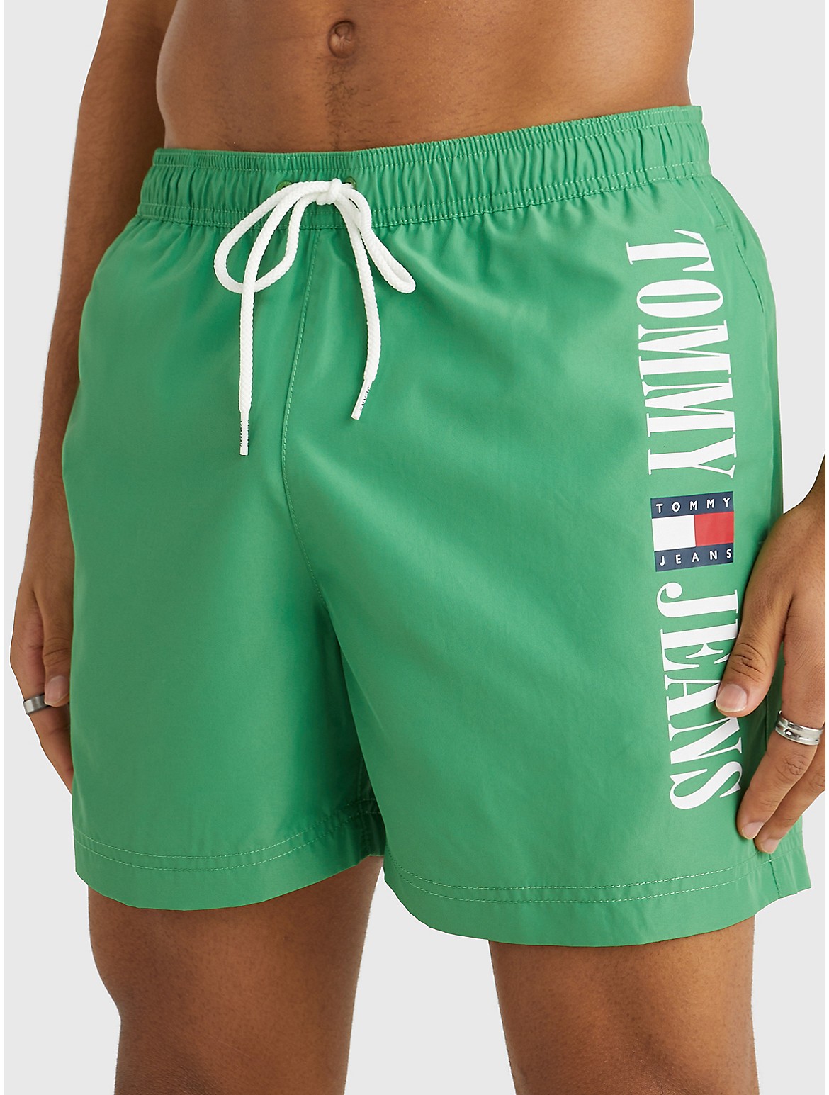 Tommy Hilfiger Men's Logo Print 7" Swim Trunk - Green - L