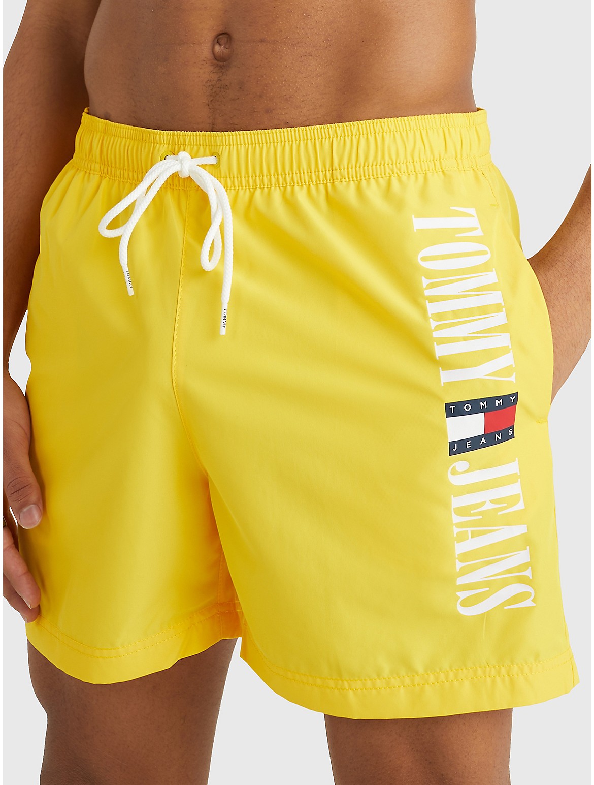 Tommy Hilfiger Men's Logo Print 7" Swim Trunk - Yellow - L