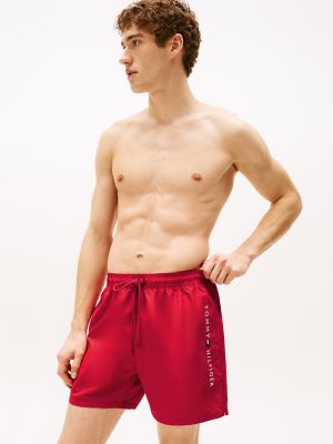 Tommy Logo 7" Swim Trunk, Medium Red
