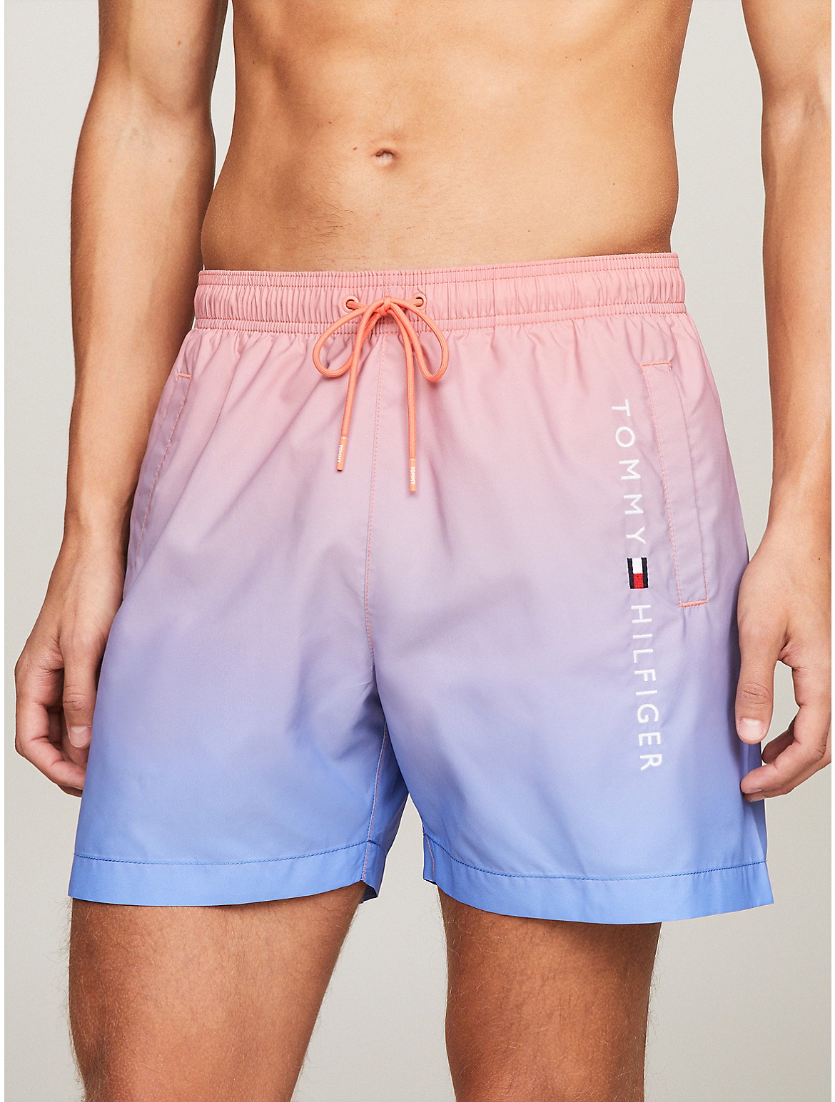 Shop Tommy Hilfiger Ombre 5" Swim Trunk In Ombre Coral Blossom/blue Spell
