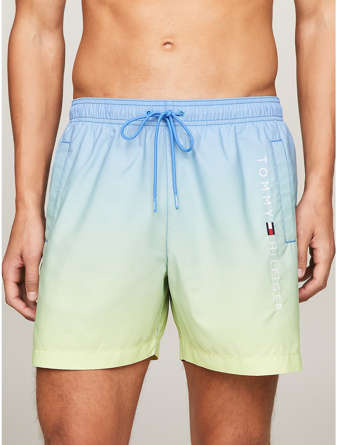 Shop Tommy Hilfiger Ombre 5" Swim Trunk In Ombre Blue Spell/yellow Tulip