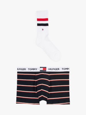 Tommy Stripe Trunk and Sock Set 2-Piece, Stack Stripe Navy