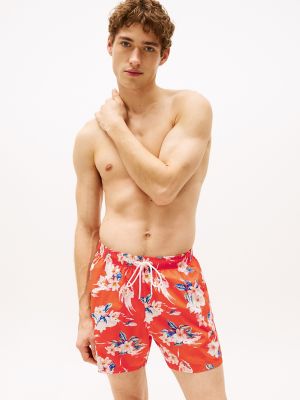 Tropical Print 7" Swim Trunk, Tropical Floral Brilliant Orange
