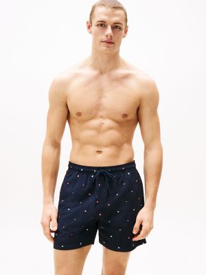 Embroidered Flag 7" Swim Trunk, Flag Critter Navy
