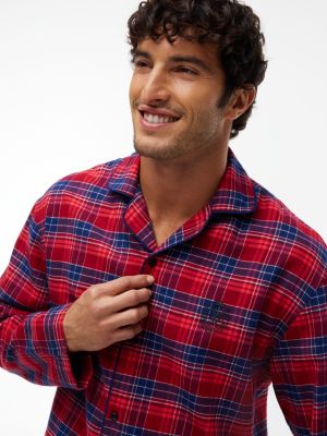 Пижамный комплект Plaid для мужчин, фланель — Tommy Hilfiger, цвет: Клетчатый средний красный — фото 2