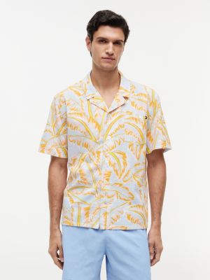 Lightweight Cabana Shirt, Vintage Banana Leaf Keepsake Blue