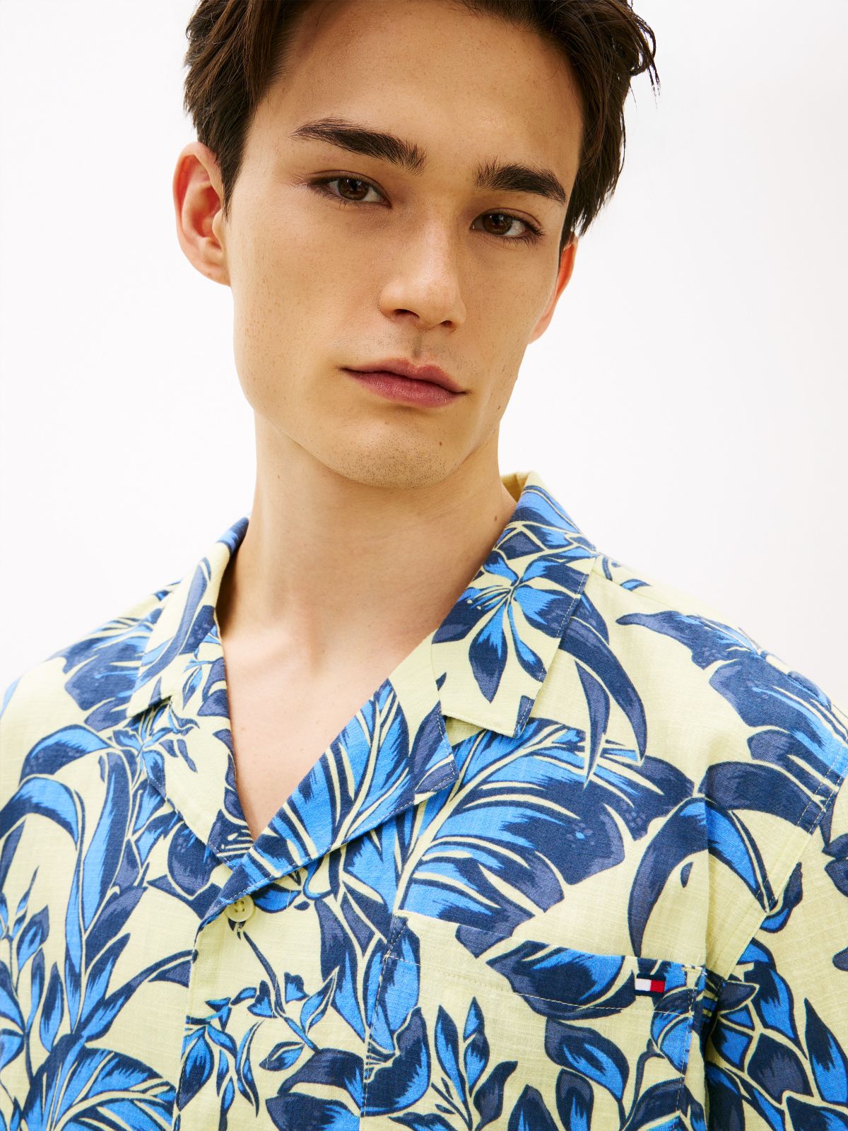 Lightweight Cabana Shirt — Vintage Tropical Floral Yellow Multi