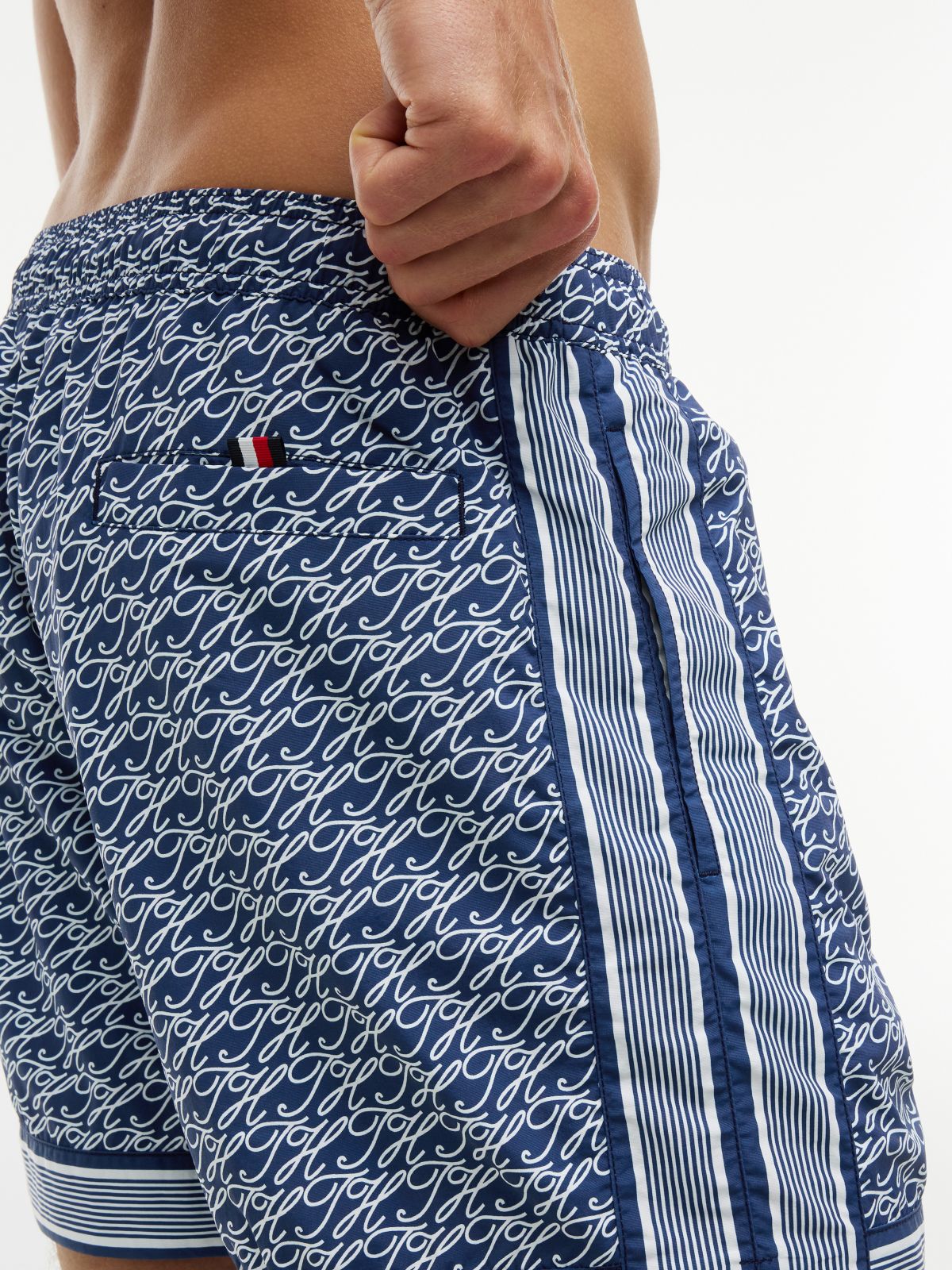 Allover Scrip Monogram 5" Swim Trunk — Navy