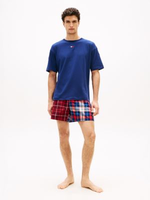 T-Shirt & Woven Short Sleep Set, Preppy Navy/ Heritage Plaid Clash
