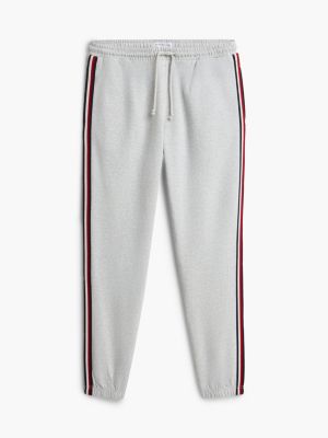 Мужские брюки Tommy Hilfiger Signature Stripe Terry Lounge Jogger, цвет: Ледяной серый меланжевый — фото 5