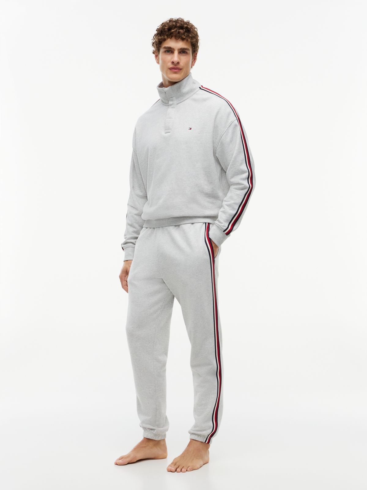Signature Stripe Terry Lounge Jogger — Ice Grey Heather