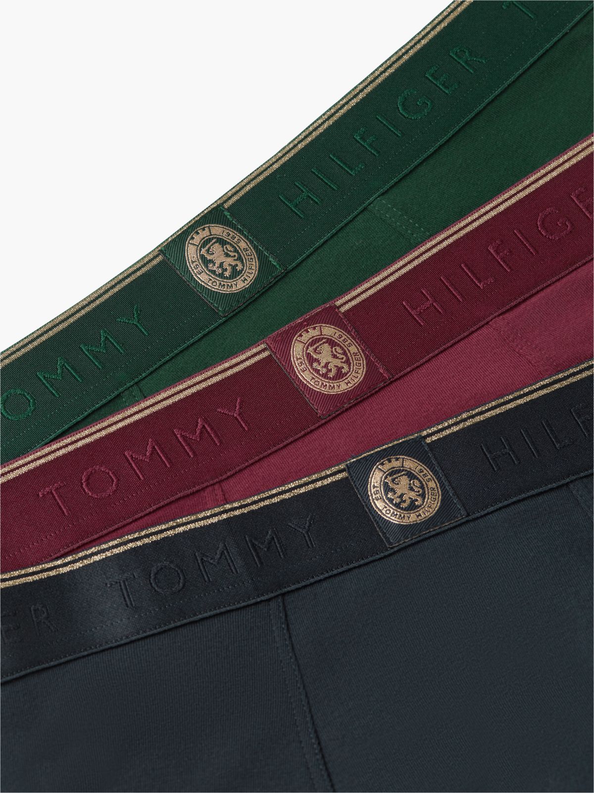 Crest Logo Wicking Trunk 3-Pack — Navy Blue/Nocturnal Green/Burgundy