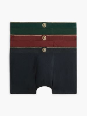 Crest Logo Wicking Trunk 3-Pack, Navy Blue/Nocturnal Green/Burgundy