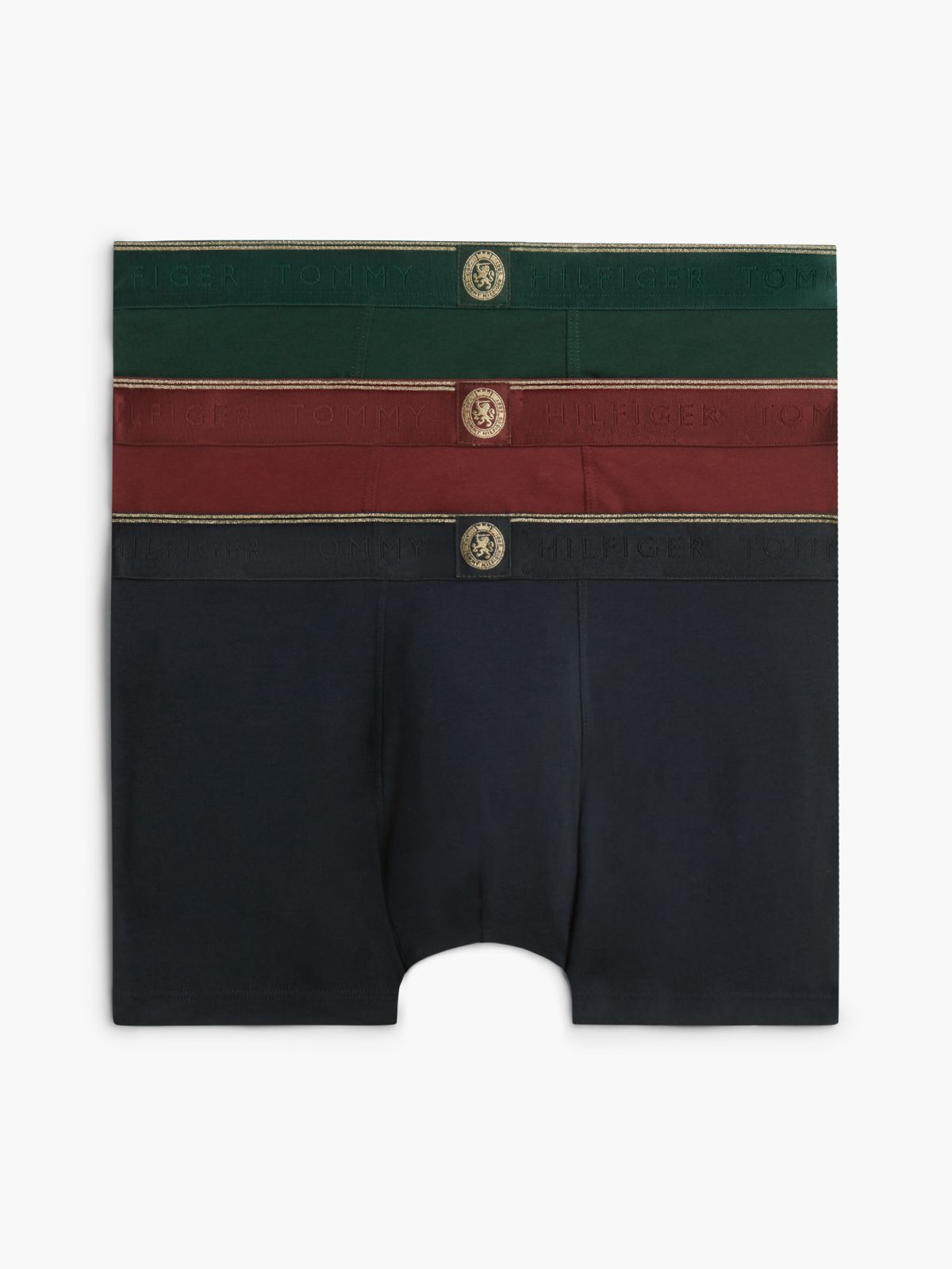 Crest Logo Wicking Trunk 3-Pack — Navy Blue/Nocturnal Green/Burgundy