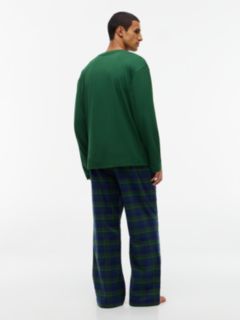 T-Shirt & Plaid Flannel Pant Sleep Set — Deep Evergreen/Bufflo Check 4