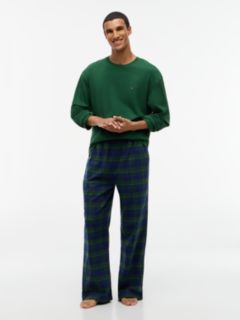 T-Shirt & Plaid Flannel Pant Sleep Set — Deep Evergreen/Bufflo Check 1