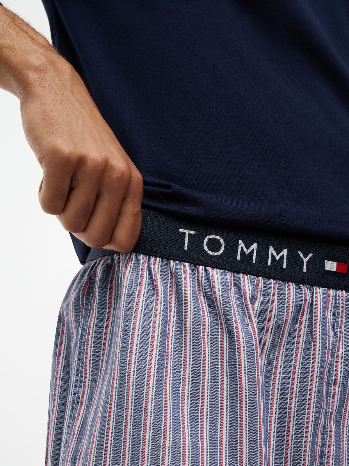 T-Shirt & Striped Pant Sleep Set — Dark Navy / Global Stripe Herringbone