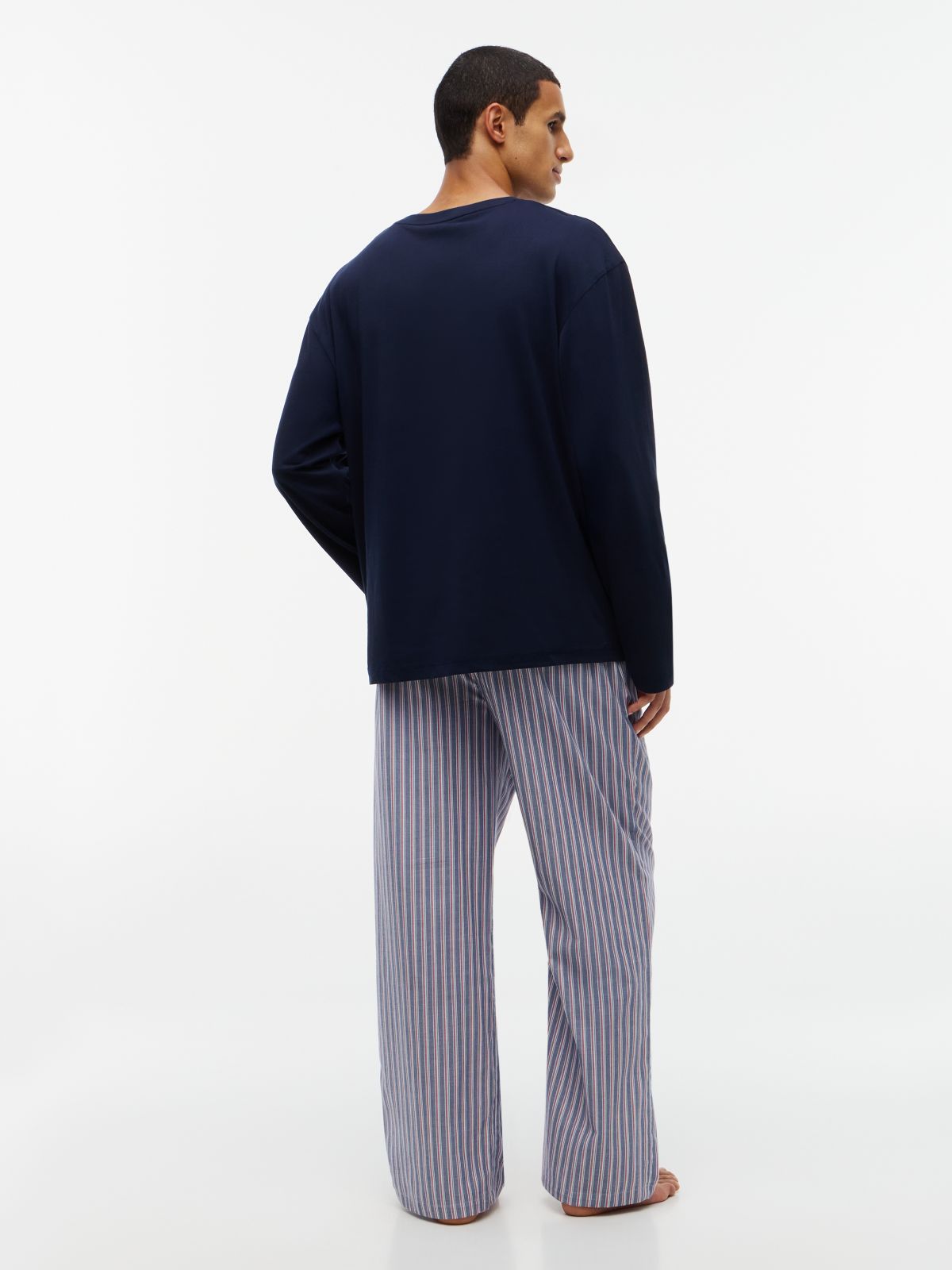 T-Shirt & Striped Pant Sleep Set — Dark Navy / Global Stripe Herringbone