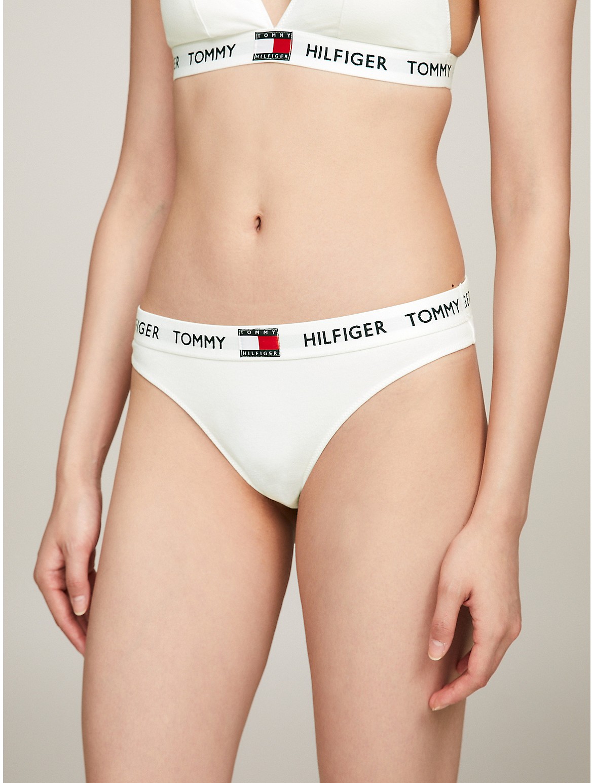 Tommy Hilfiger Logo Thong In Classic White