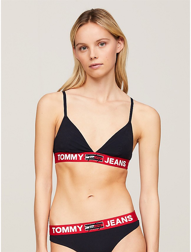 Tommy Hilfiger Tommy Jeans Women's Skeleton Logo Bra Top Blue Size Large