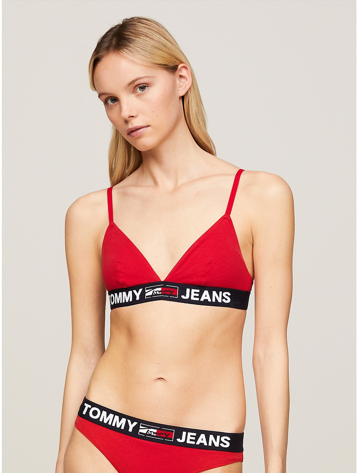 Tommy Hilfiger Tj Unlined Bralette In Primary Red