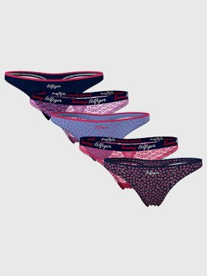 Tommy Hilfiger 5 pack thong in multi cotton and lace mix