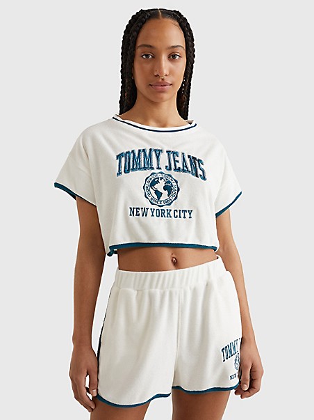 타미 진스 반팔티 TOMMY JEANS Cropped Varsity T-Shirt,ANCIENT WHITE