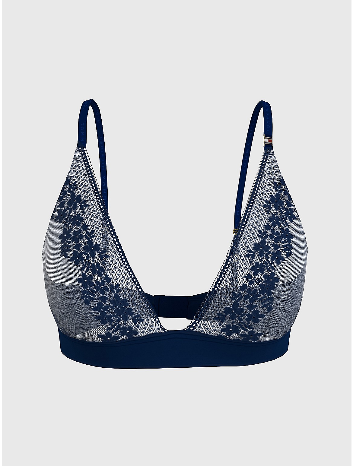Tommy Hilfiger Women's Floral Unlined Triangle Bralette - Blue - XS