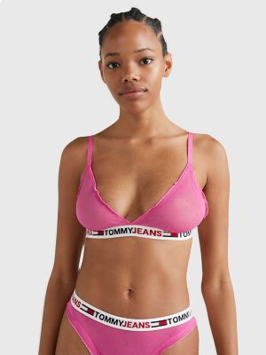 Bras Tommy Hilfiger Unlined Lace Triangle Bra Pink Armour