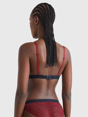 Floral Unlined Triangle Bralette, Rose Blue