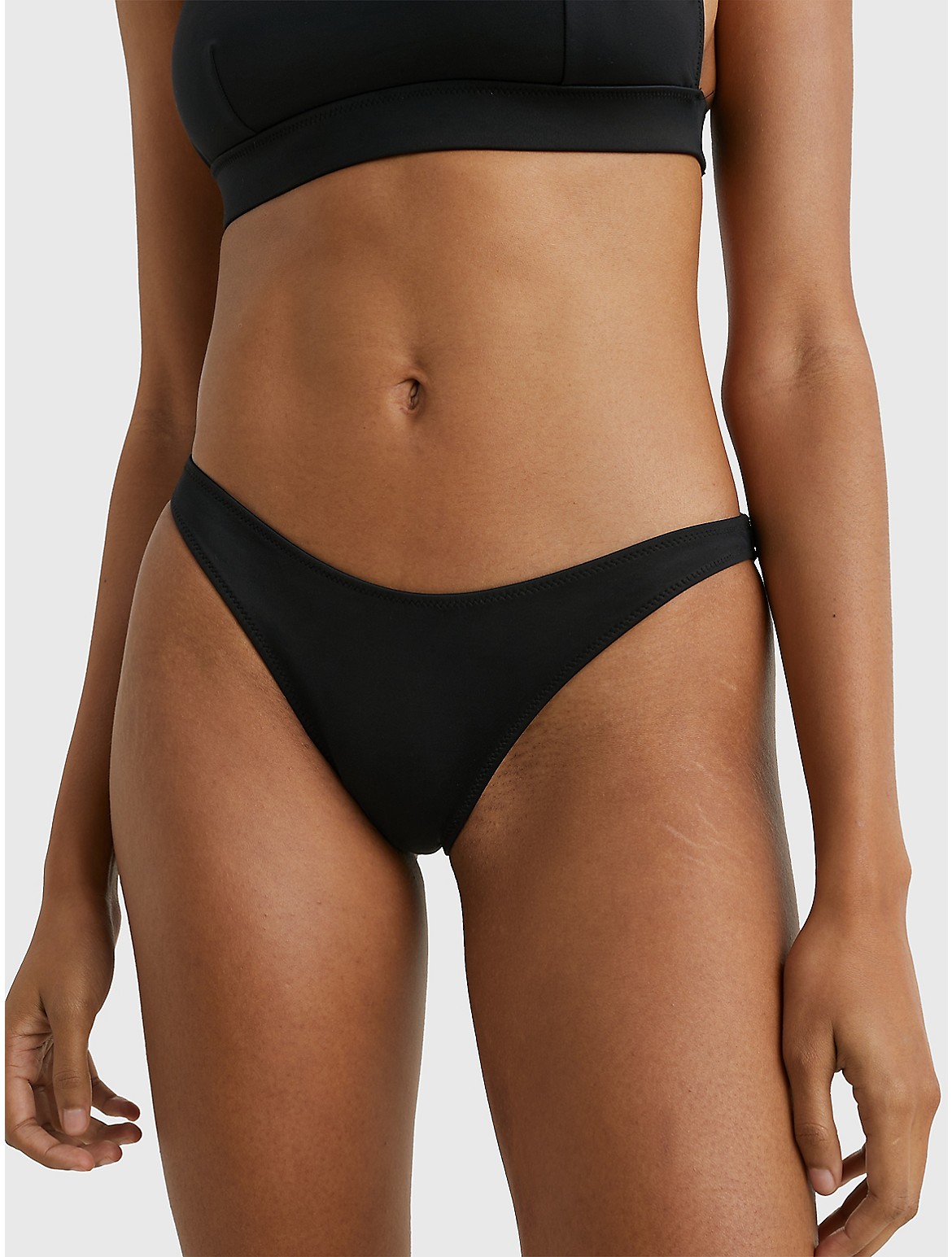Tommy Hilfiger Women's Signature High-Leg Cheeky Bikini Bottom - Black - L