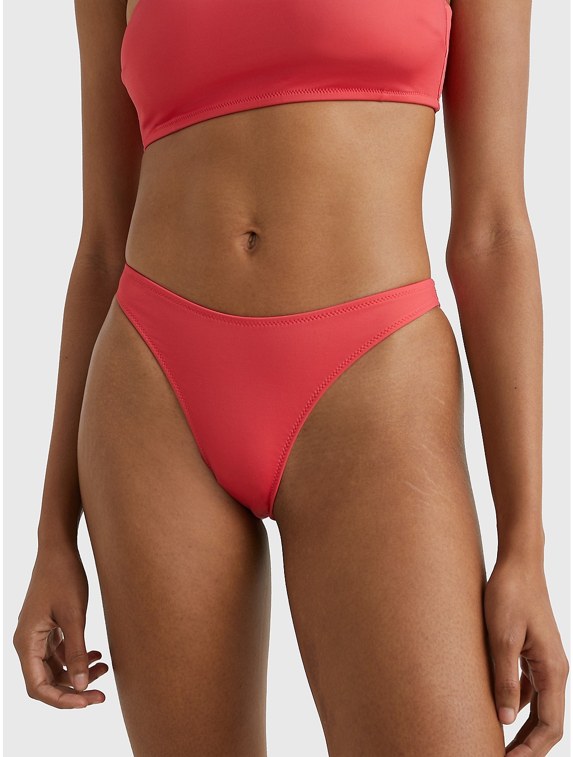 Tommy Hilfiger Women's Signature High-Leg Cheeky Bikini Bottom - Pink - XS
