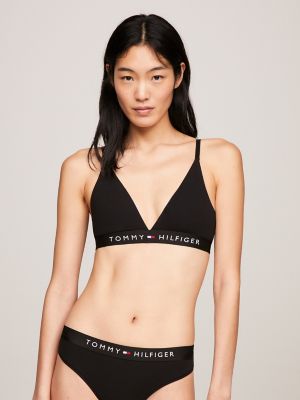 Flag Unlined Triangle Bralette, Black