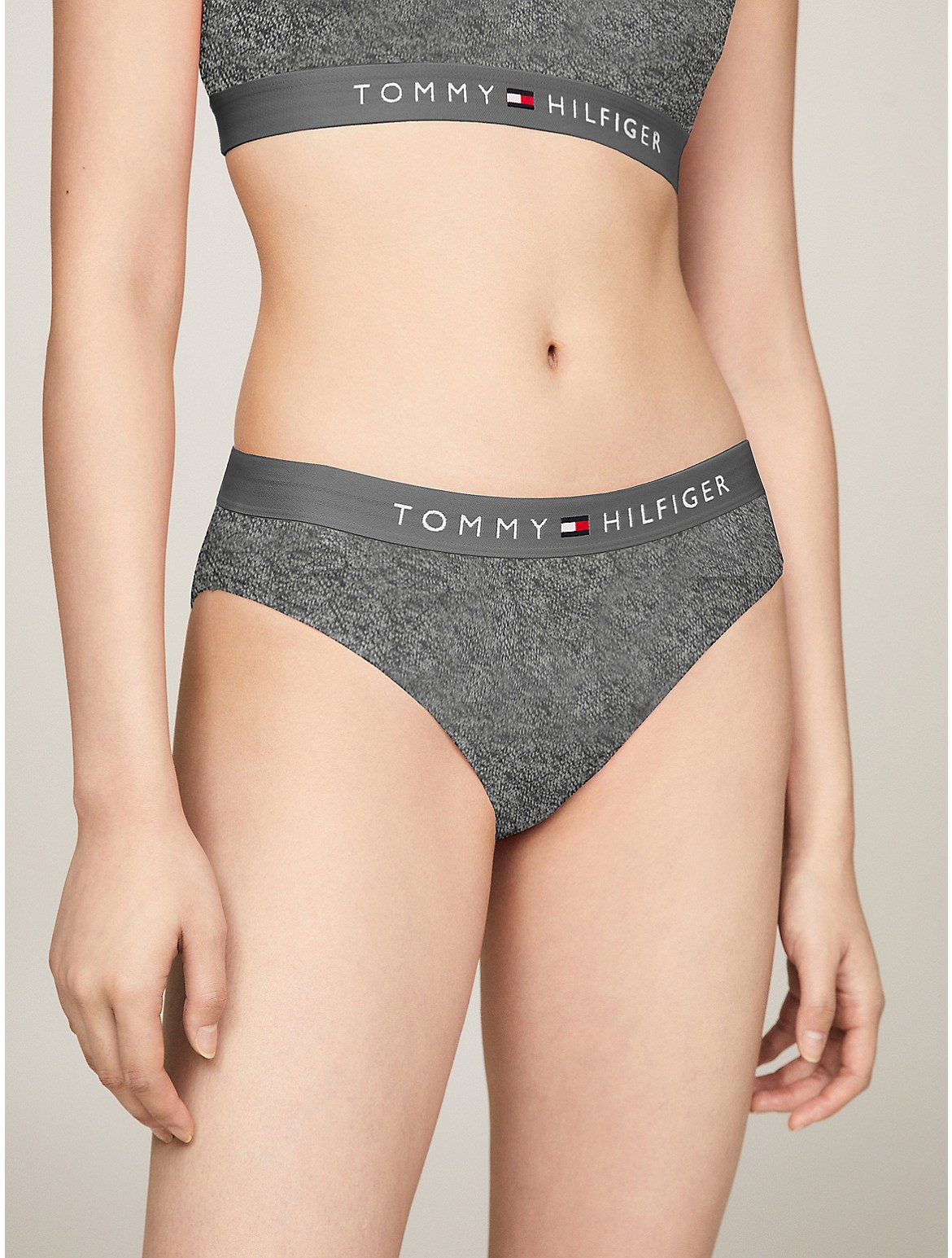 Tommy Hilfiger Women's Logo Bikini - Grey - L