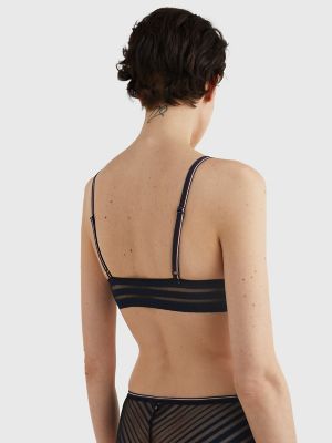 Dual Stripe Unlined Triangle Bralette, Navy