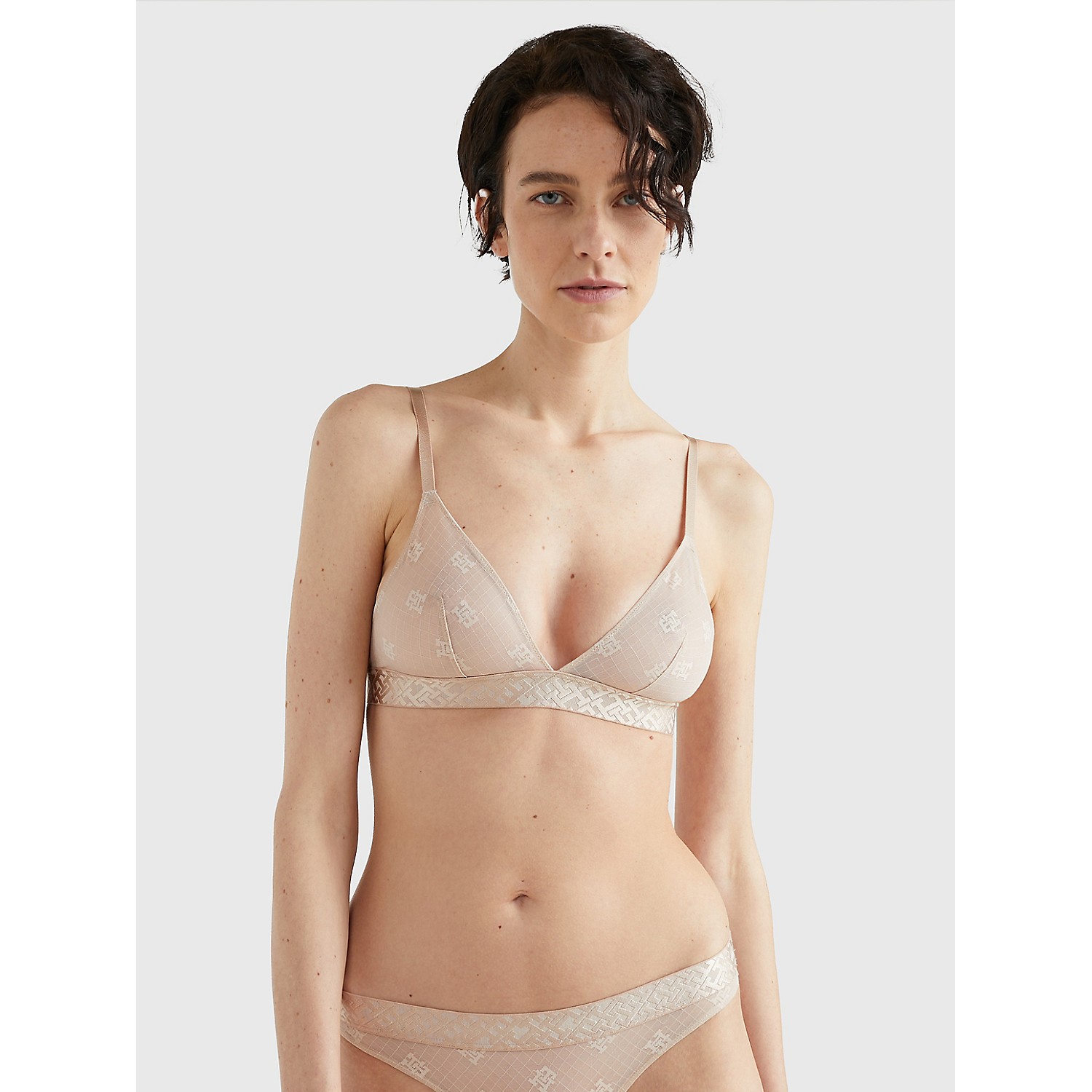 TOMMY HILFIGER TH Monogram Mesh Unlined Triangle Bralette