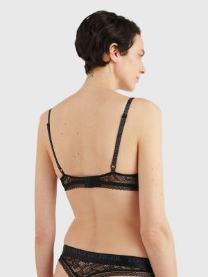 LACE TRIANGLE BRALETTE - Black