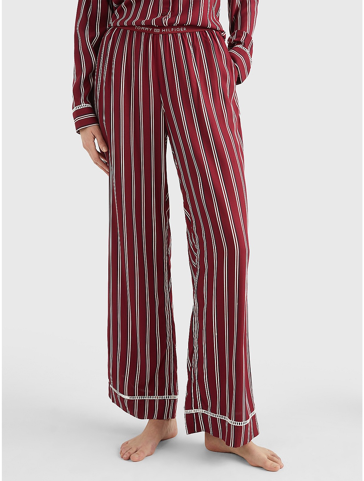 Tommy Hilfiger Women's Stripe Pajama Pant - Red - L