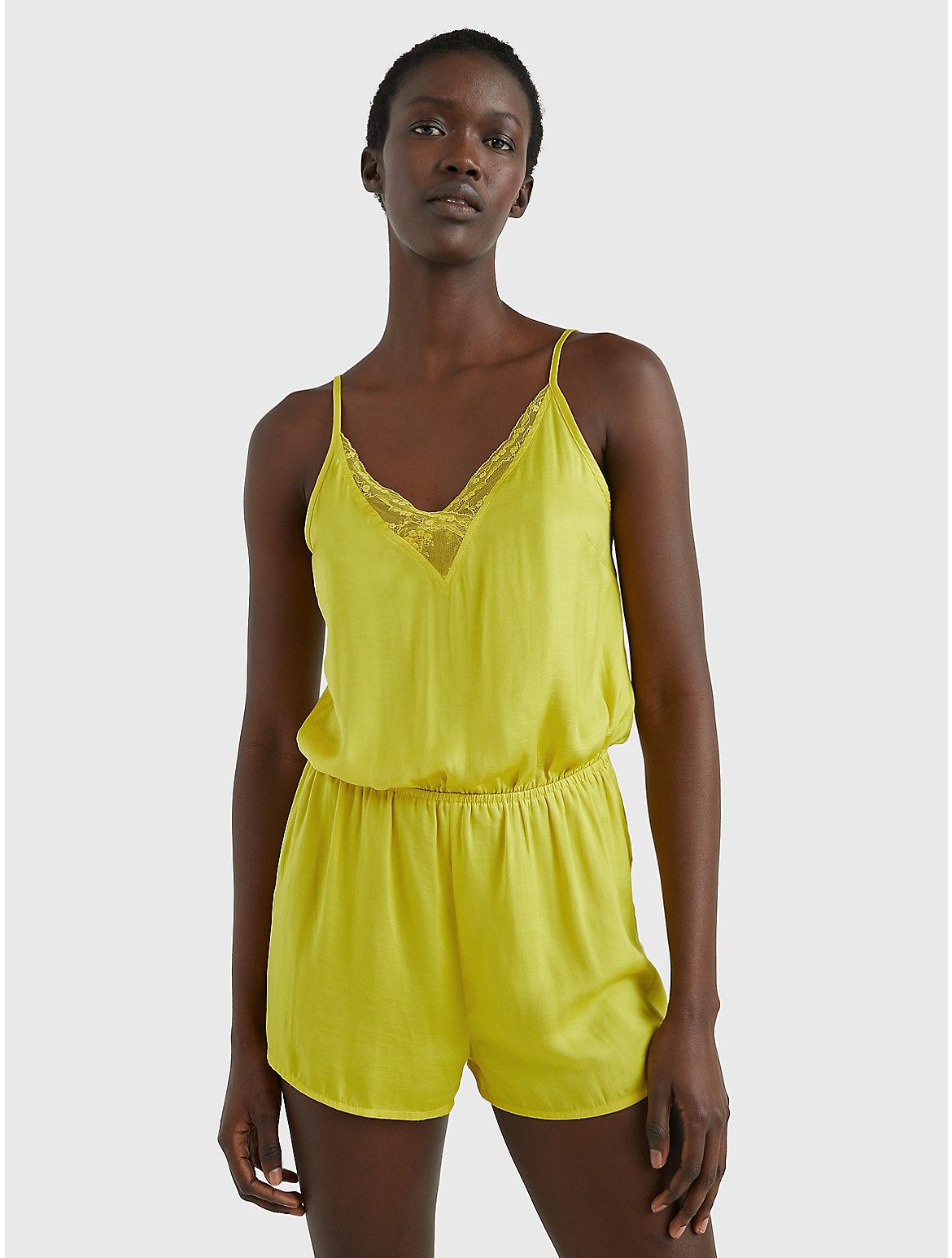 Tommy Hilfiger Women's Lace Cami Romper - Yellow - L