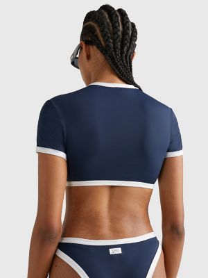 Tommy Hilfiger Jeans longline bandeau bikini top in navy blue