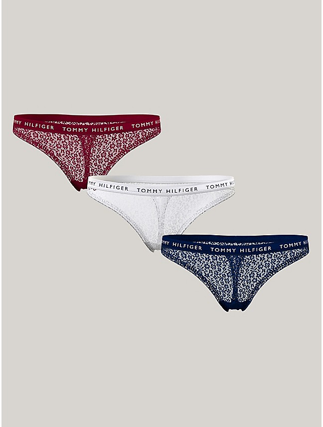 TOMMY HILFIGER Women's 2 Pack Thong Underwear Panty Perfect Gift Size M L  XL