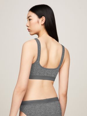 Tommy Logo Bralette, Dark Grey Heather