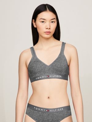 Tommy Logo Bralette, Dark Grey Heather
