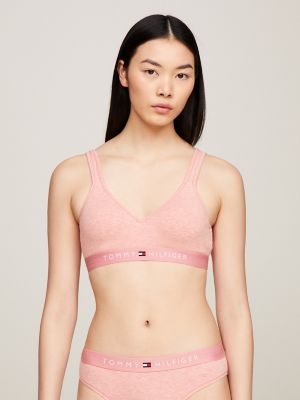 Tommy Logo Bralette, Flora Pink Heather
