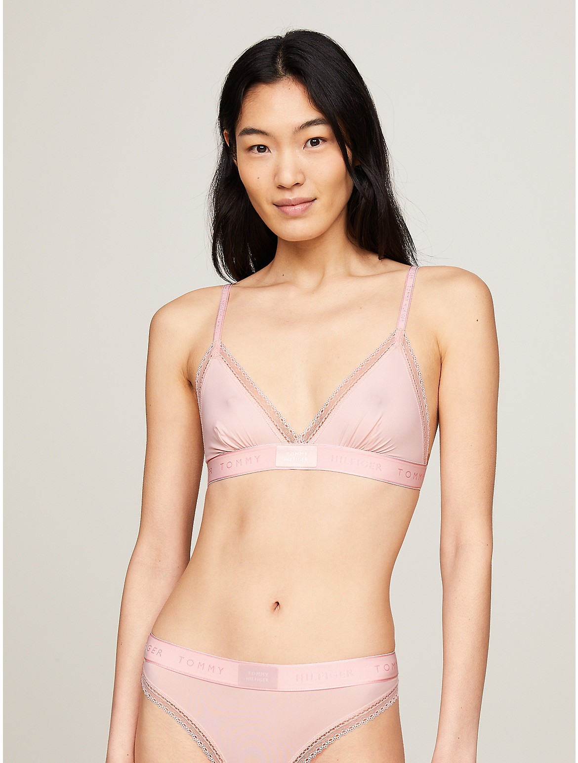 Tommy Hilfiger Hilfiger Badge Lace Triangle Bra In Whimsy Pink